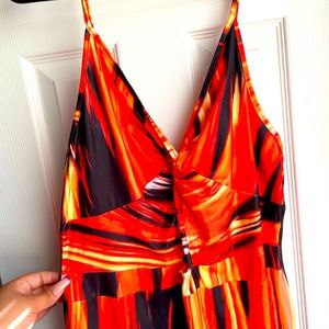 1XL red,orange,yellow,white,and balck midi dress